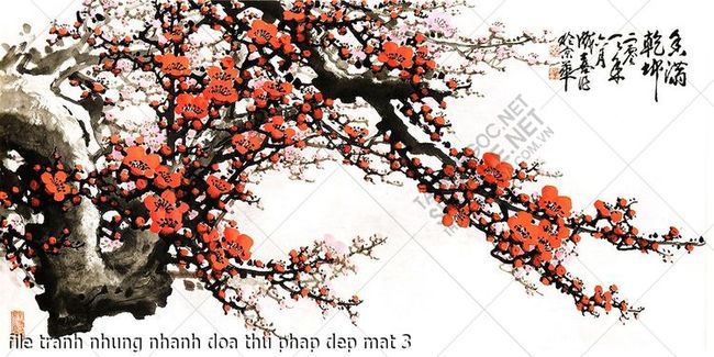 file tranh nhung nhanh doa thu phap dep mat 3